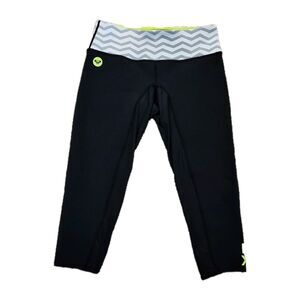 Roxy Pop Surf 1 mm Black Neoprene Capri Wetsuit Surf Pants Women's 6 Chevron